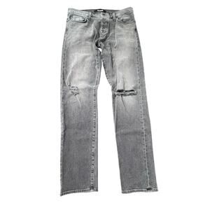 Baldwin The 76 Skinny Jeans Mens 31x32 Black Gray Distressed Made USA Denim